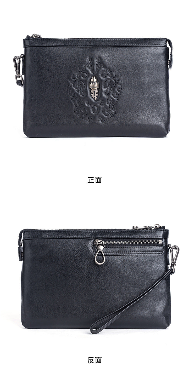 メンズクラッチバッグ牛革本革製レトロ個性ファッション カジュアル男性用ハンドバッグ