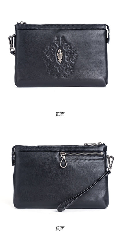 メンズクラッチバッグ牛革本革製レトロ個性ファッション カジュアル男性用ハンドバッグ