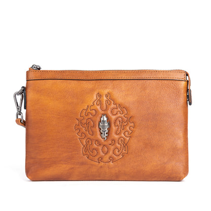 メンズクラッチバッグ牛革本革製レトロ個性ファッション カジュアル男性用ハンドバッグ