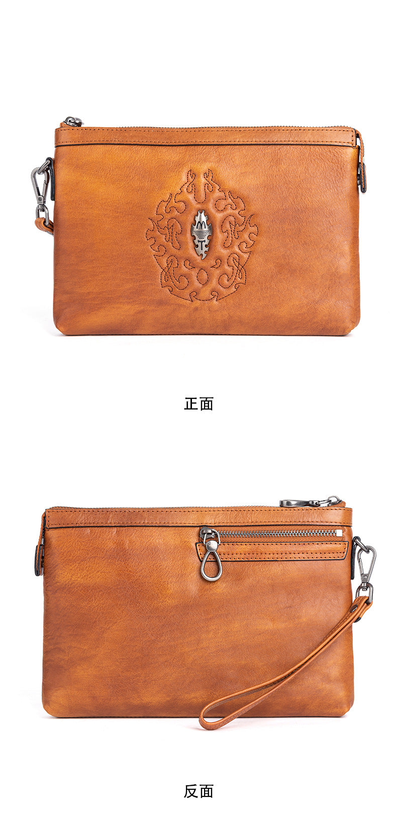 メンズクラッチバッグ牛革本革製レトロ個性ファッション カジュアル男性用ハンドバッグ