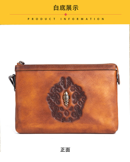 メンズクラッチバッグ牛革本革製レトロ個性ファッション カジュアル男性用ハンドバッグ