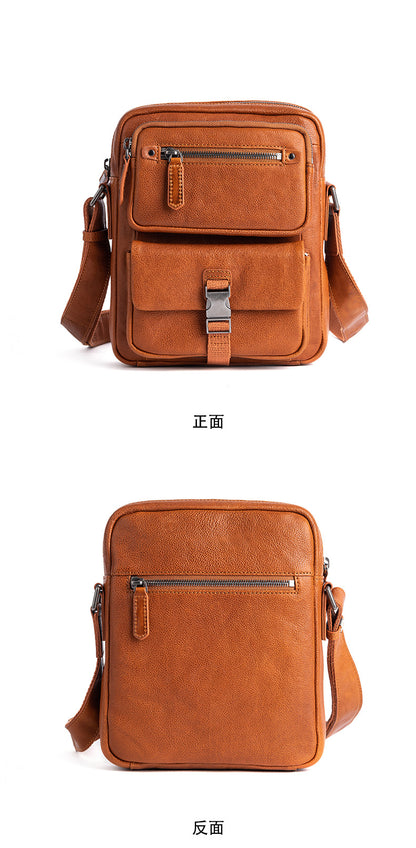 メンズショルダーバッグ牛革本革製ビジネスカジュアル男性用斜めがけバッグ