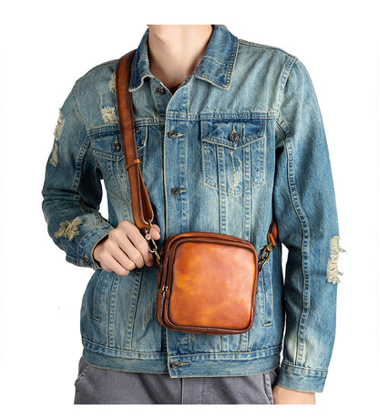 メンズショルダーバッグ牛革本革製ビジネス男性用斜めがけバッグ