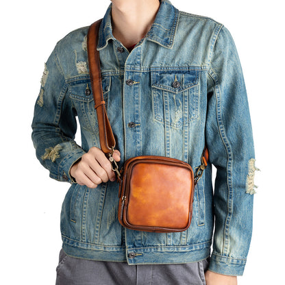 メンズショルダーバッグ牛革本革製ビジネス男性用斜めがけバッグ