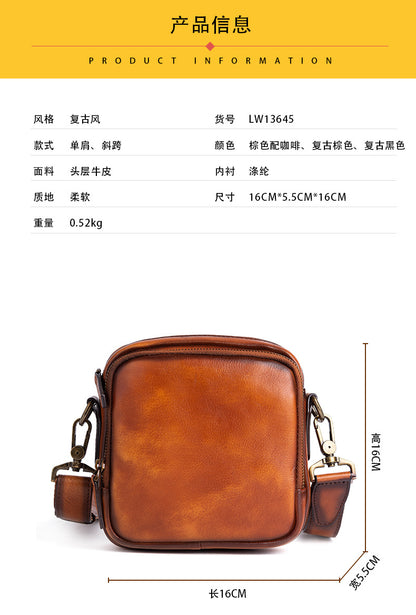 メンズショルダーバッグ牛革本革製ビジネス男性用斜めがけバッグ