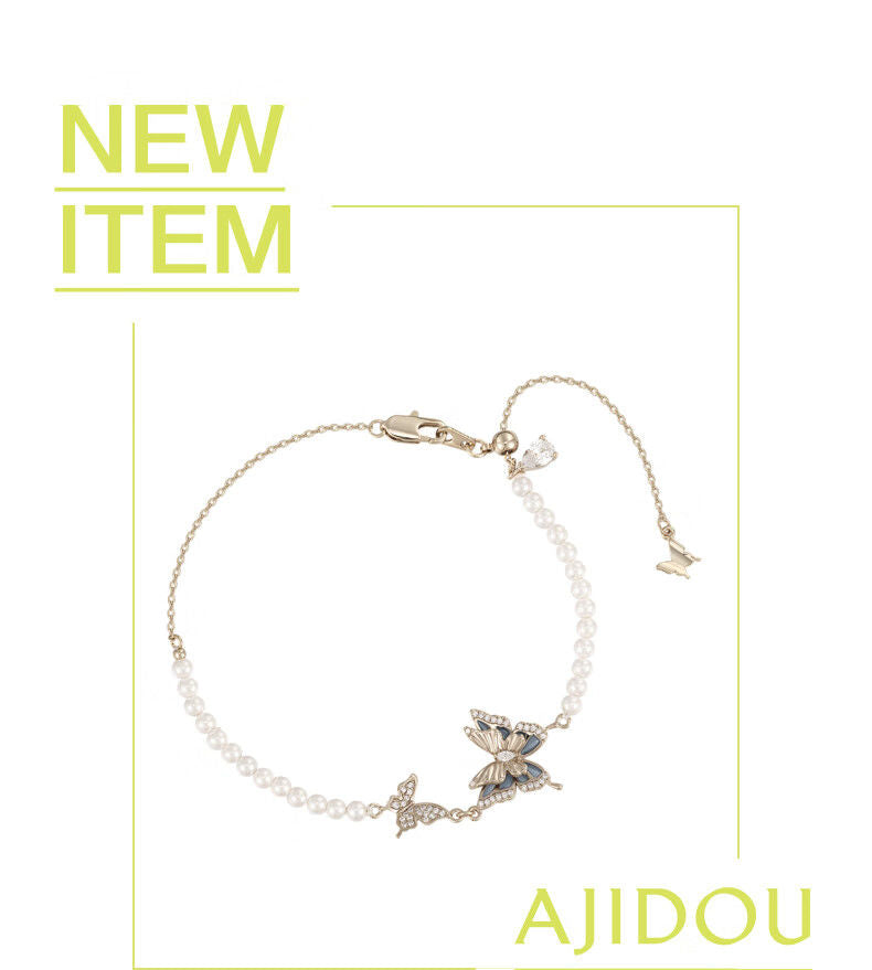 AJIDOU 蝶影シリーズ優雅でスタイリッシュな真珠ブレスレットプレゼント