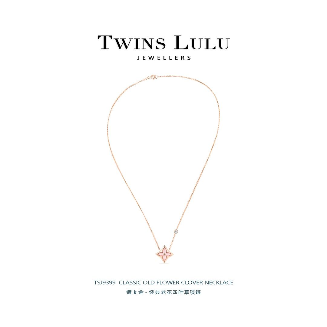 TWINS LULU ローズゴールド 立体四つ葉クローバーアクセサリーセット プレゼント