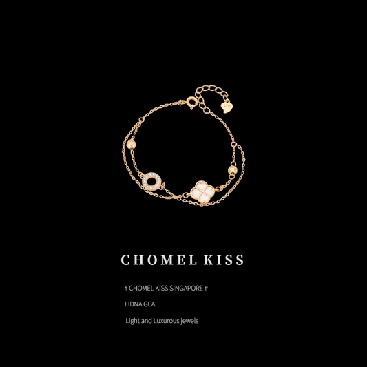 Chomel Kiss四つ葉クローバーの純銀ブレスレット女の子ins高級感誕生日プレゼント