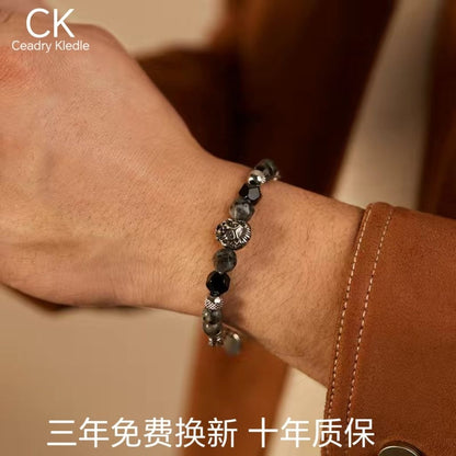 Ceadry kledle 欧米レトロストリートパンクデザイン感色あせない男性獅子頭ジョイント天然石ブレスレット