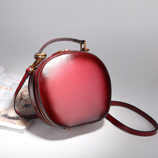 女性のハンドバッグレトロショルダーバッグがかわいいミニアップルバッグ本革エナメルハンドバッグ.カバン