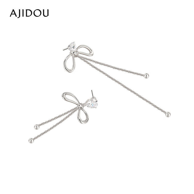 AJIDOU 霊動非対称リボンイヤリング925銀針精緻AB型イヤリング贈り物