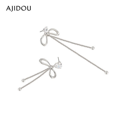 AJIDOU 霊動非対称リボンイヤリング925銀針精緻AB型イヤリング贈り物