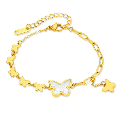 Ceadry kledle 人気ファッション個性的気質色あせない貝殻蝶ブレスレットガールフレンドプレゼント