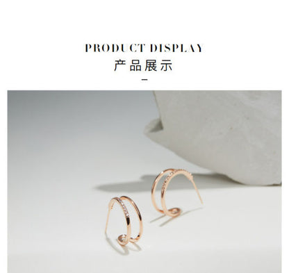 AJIDOU シンプル幾何学二重リング透かし彫りイヤリング贈り物