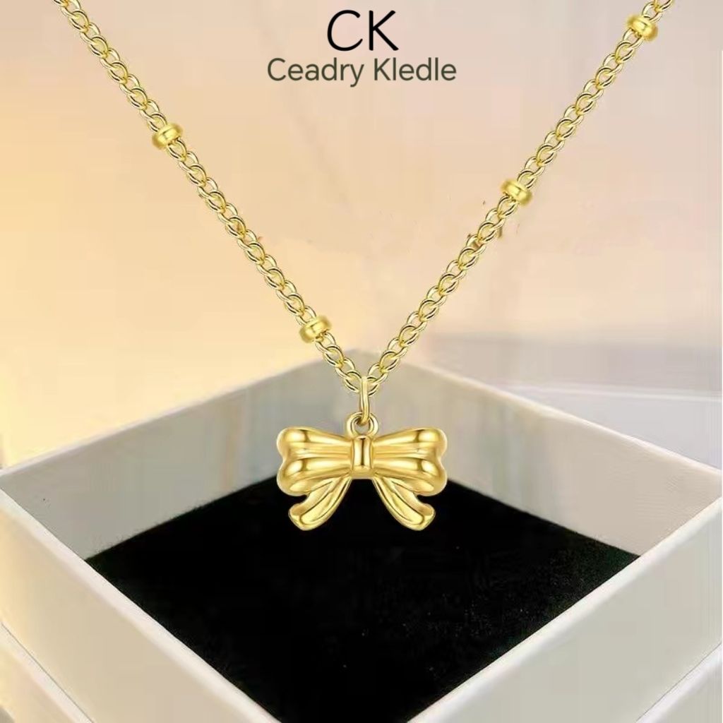 Ceadry kledle 逃げ姫リボンネックレス女性新デザイン高級感鎖骨チェーン