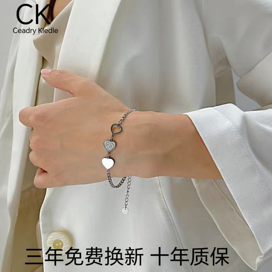 Ceadry kledle ファッション透かし彫りの色落ちしないハート女性ブレスレット プレゼント