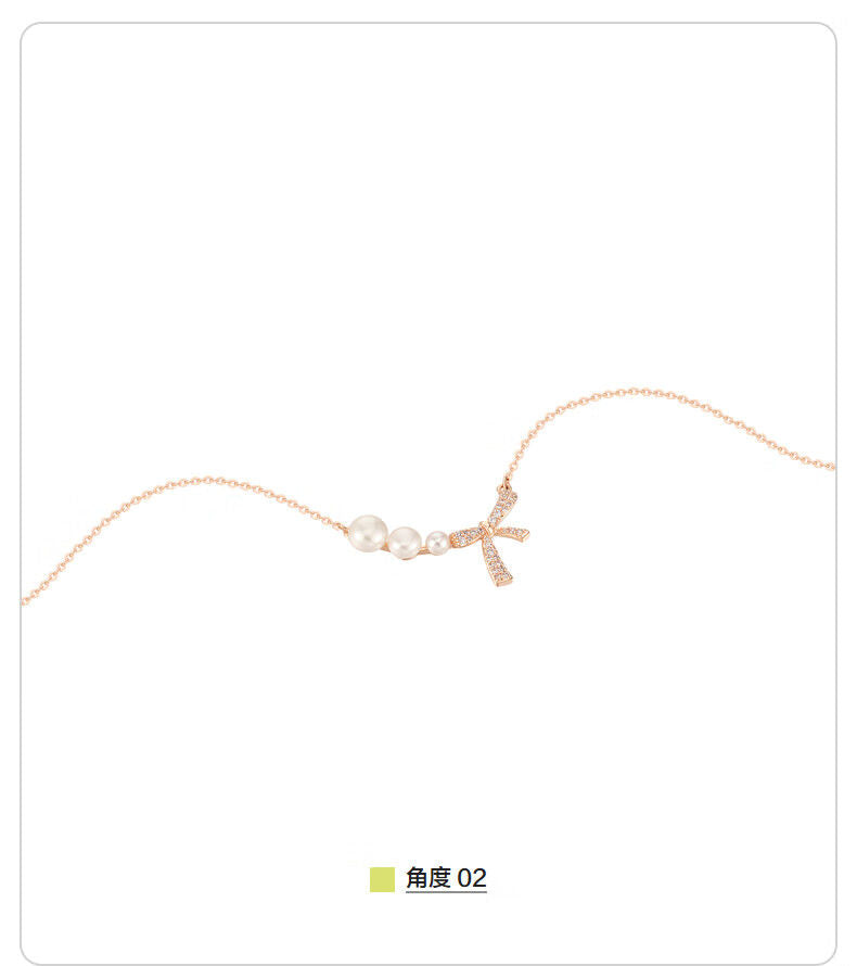 AJIDOUお洒落甘いネックレスリボンパール高級感鎖骨チェーンギフト