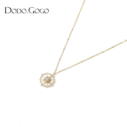 DODOGOGO八芒星羅針盤ペンダントネックレス女性高級感デザイン気質鎖骨チェーンネックチェーン