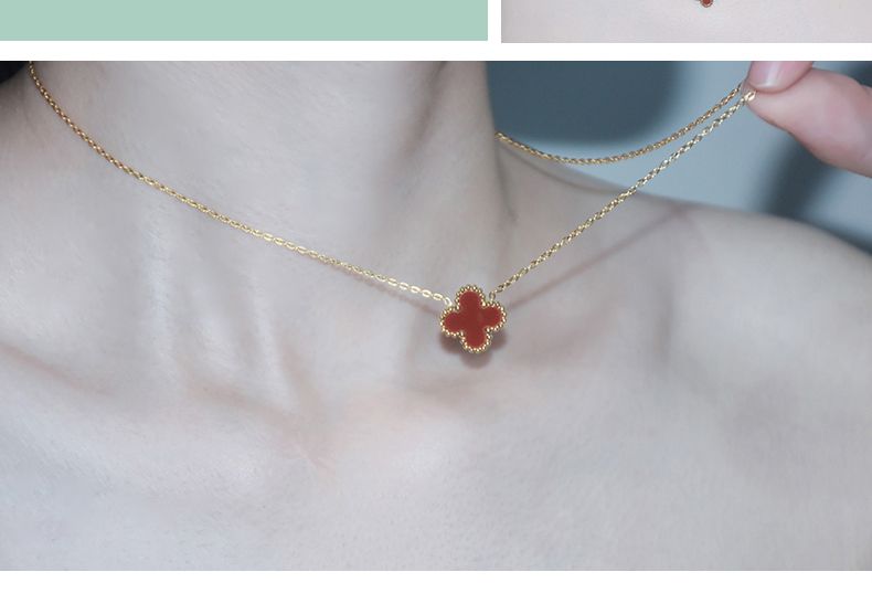 Chomel Kiss贅沢高級ラッキー四つ葉クローバー女性ネックレス