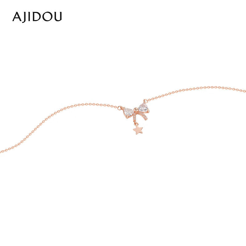 AJIDOU925シルバー甘くてかわいいリボンネックレス贈り物