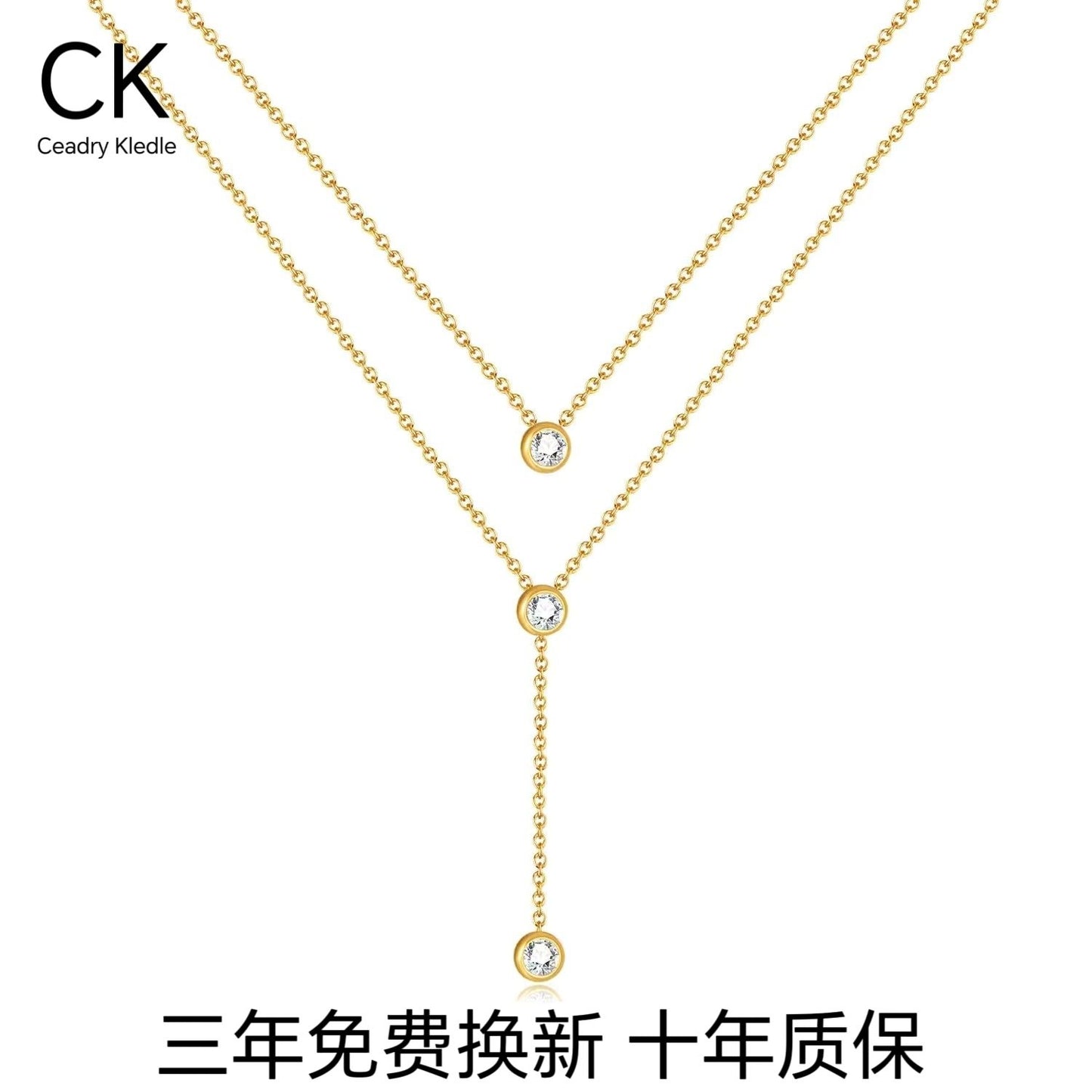 Ceadry kledle二重重ね着色落ちないフリンジネックレス女性ゴールドレディース鎖骨チェーン彼女プレゼント