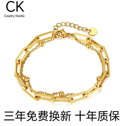 Ceadry kledle 個性チタン鋼クリップアクセサリーおしゃれなビーズ二重女性ブレスレット