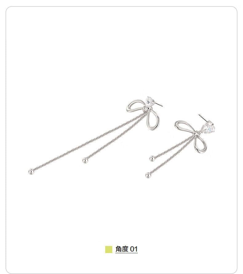 AJIDOU 霊動非対称リボンイヤリング925銀針精緻AB型イヤリング贈り物