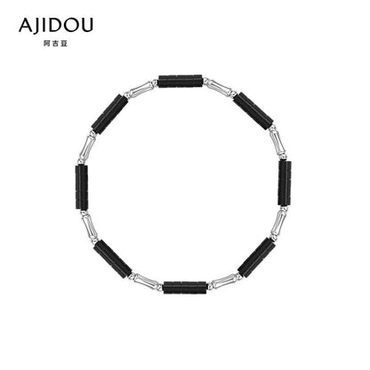 AJIDOU 925シルバーシンプルブレスレットプレゼントブラック+シルバー