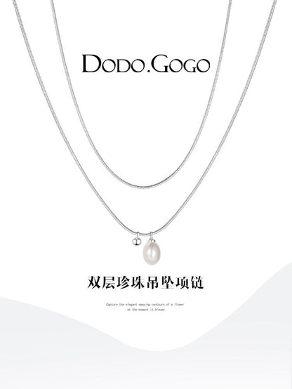 DODOGOGO  パールペンダントネックレスレディース高級感ネックレス2024秋冬新作ネックレス