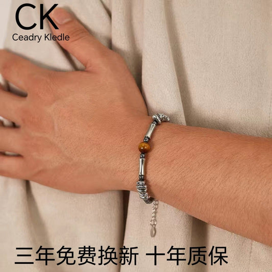 Ceadry kledle ファッション色落ちしない黑胆石虎眼石男性ブレスレット彼氏への誕生日プレゼント