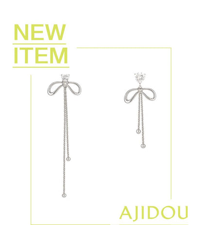 AJIDOU 霊動非対称リボンイヤリング925銀針精緻AB型イヤリング贈り物