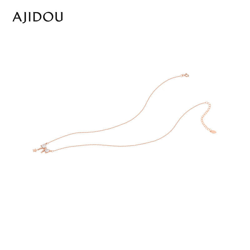 AJIDOU925シルバー甘くてかわいいリボンネックレス贈り物