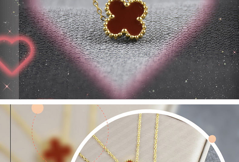 Chomel Kiss贅沢高級ラッキー四つ葉クローバー女性ネックレス