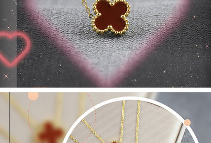 Chomel Kiss贅沢高級ラッキー四つ葉クローバー女性ネックレス