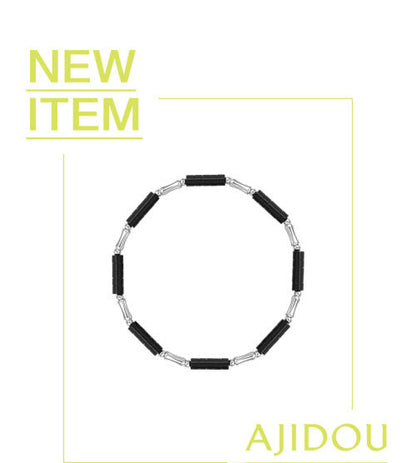 AJIDOU 925シルバーシンプルブレスレットプレゼントブラック+シルバー