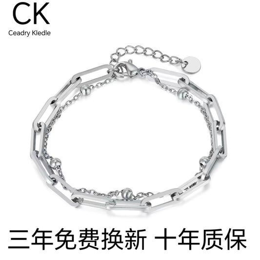 Ceadry kledle 個性チタン鋼クリップアクセサリーおしゃれなビーズ二重女性ブレスレット