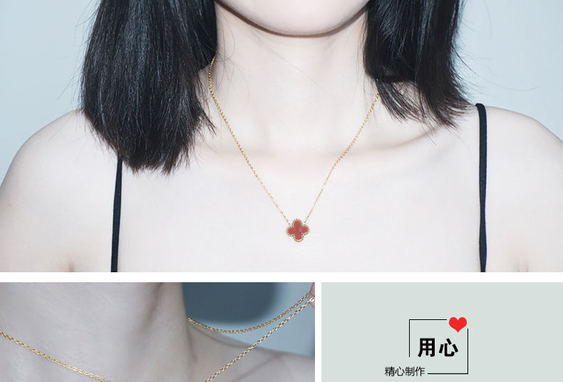 Chomel Kiss贅沢高級ラッキー四つ葉クローバー女性ネックレス