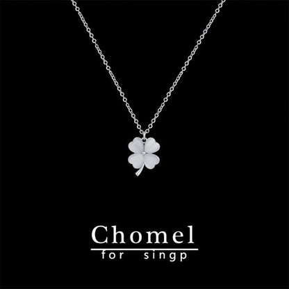CHOMEL FOR SINGPネックレス女性四つ葉クローバームーンペンダント鎖骨チェーンバレンタインプレゼント