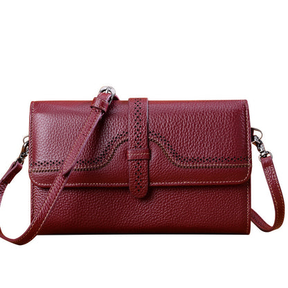 本革レディースバッグミニ透かし彫り斜め掛けバッグ何とでも合う牛革スクエアバッグシンプルショルダーバッグ.ポシェット