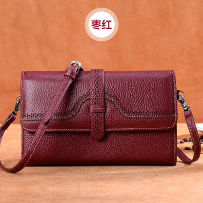 本革レディースバッグミニ透かし彫り斜め掛けバッグ何とでも合う牛革スクエアバッグシンプルショルダーバッグ.ポシェット