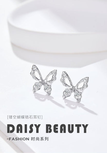 DAISY BEAUTY蝶のピアス女性S925純銀ins韓系オリジナル耳飾り
