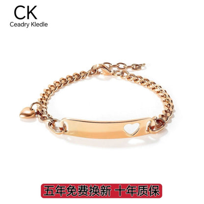 Ceadry kledle 新型シンプルおしゃれ色落ちしない透かし彫りハートレディース女子学生ブレスレット