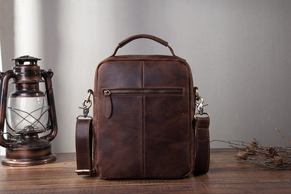 メンズショルダーバッグ牛革本革製レトロ男性用斜めがけバッグ