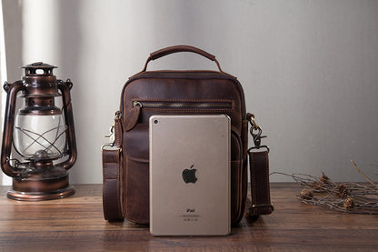 メンズショルダーバッグ牛革本革製レトロ男性用斜めがけバッグ