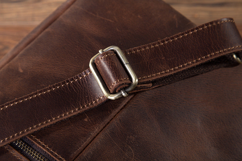 メンズショルダーバッグ牛革本革製レトロ男性用斜めがけバッグ