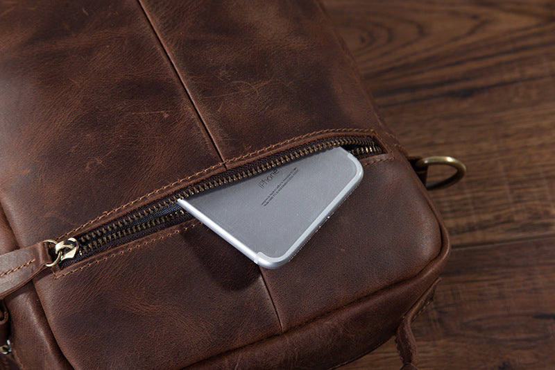 メンズショルダーバッグ牛革本革製レトロ男性用斜めがけバッグ