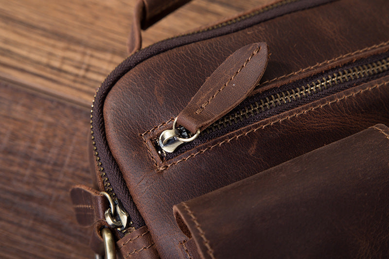 メンズショルダーバッグ牛革本革製レトロ男性用斜めがけバッグ