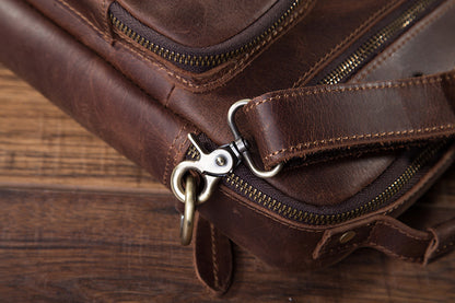 メンズショルダーバッグ牛革本革製レトロ男性用斜めがけバッグ