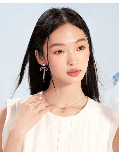 AJIDOU 霊動非対称リボンイヤリング925銀針精緻AB型イヤリング贈り物