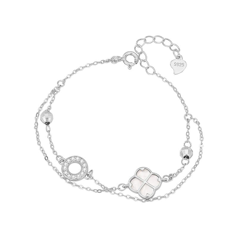 Chomel Kiss四つ葉クローバーの純銀ブレスレット女の子ins高級感誕生日プレゼント